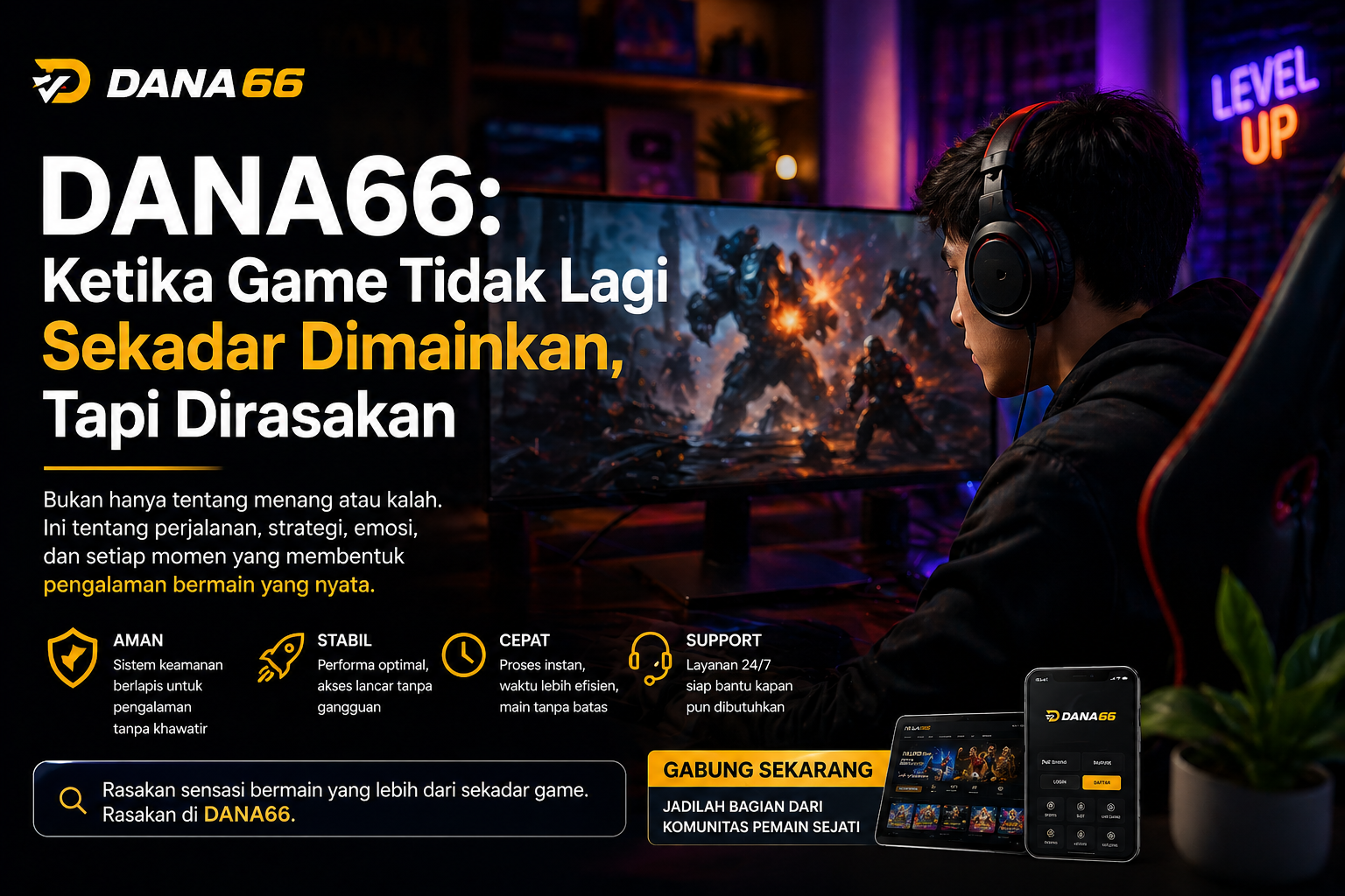 DANA66 menghadirkan pengalaman game berbasis teknologi modern yang responsif dan stabil. Simak ulasan lengkapnya dan temukan cara bermain lebih optimal sekarang!